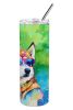 Siberian Husky Hippie Dawg Stainless Steel Skinny Tumbler Vacuum Double Walled Reusable Insulated Tumbler Travel Cup for Coffee Cocktails Gift with Li