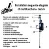 Multiple Crutch for Adult Seniors Walk Travel Ergonomic Stick Aluminum Portable Cane Adjustable Height include Night light Storage Bag Cup Holder Bell