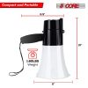 5 Core Megaphone Bullhorn Speaker 30W Professional Bull Horn Battery Power Cheer Megafono 800 Yard Range Loudspeaker w Siren LED Light Recording Ergon