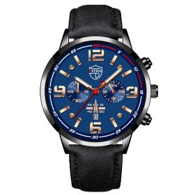 Fashion Mens Luxury Watches Men Business Stainless Steel Quartz Wrist Watch Man Sports Casual Leather Watch —á–∞—Å—ã –º—É–∂—Å–∫–∏–µ (Color: Leather Black Blue)