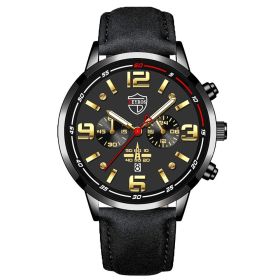 Fashion Mens Luxury Watches Men Business Stainless Steel Quartz Wrist Watch Man Sports Casual Leather Watch —á–∞—Å—ã –º—É–∂—Å–∫–∏–µ (Color: Leather Black Gold)