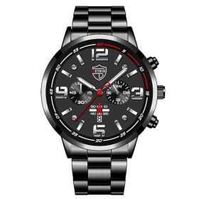 Fashion Mens Luxury Watches Men Business Stainless Steel Quartz Wrist Watch Man Sports Casual Leather Watch —á–∞—Å—ã –º—É–∂—Å–∫–∏–µ (Color: Steel Black Silver)