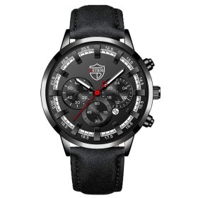 Fashion Mens Watches Luxury Men Sports Gold Stainless Steel Quartz Wrist Watch Man Business Casual Leather Watch —á–∞—Å—ã –º—É–∂—Å–∫–∏–µ (Color: Leather Black Black)