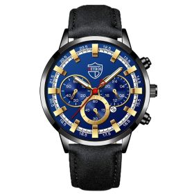 Fashion Mens Watches Luxury Men Sports Gold Stainless Steel Quartz Wrist Watch Man Business Casual Leather Watch —á–∞—Å—ã –º—É–∂—Å–∫–∏–µ (Color: Leather Black Gold)