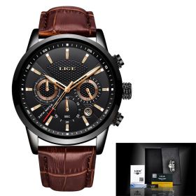 Watches Mens 2022 Top Brand Luxury Casual Leather Quartz Men's Watch Business Clock Male Sport Waterproof Date Chronograph (Color: black rose)
