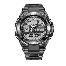 Men Military Watch Digital 50m Waterproof Wristwatch LED Quartz Clock Sport Watch Male Big Watches Men Relogios Masculino (Color: silver black1)