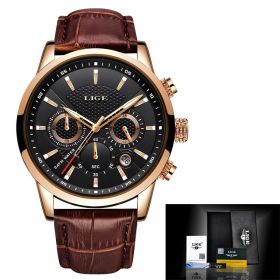 Watches Mens 2022 Top Brand Luxury Casual Leather Quartz Men's Watch Business Clock Male Sport Waterproof Date Chronograph (Color: black rose1)