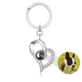 Keychain 100 Languages I Love You Nano Projection Set (Color: Love Heart White Gold)