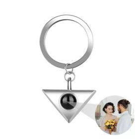 Keychain 100 Languages I Love You Nano Projection Set (Color: Triangle white gold)