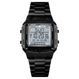 Skmei Fashion Trendy Multi-functional Men's Watch Southeast Asia Hot Sale Waterproof Sports Business Electronic Watch Men (Color: Black)