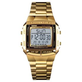 Skmei Fashion Trendy Multi-functional Men's Watch Southeast Asia Hot Sale Waterproof Sports Business Electronic Watch Men (Color: Gold)