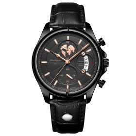 Multifunctional Waterproof Men's Sports Quartz Watch (Color: Black shell and black face)