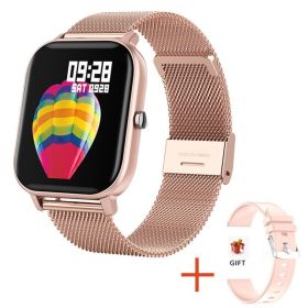 0128 New Men's Sports Watch Fashion Trend Multifunctional Unisex Smart Watch (Color: Mesh Belt Rose Gold)