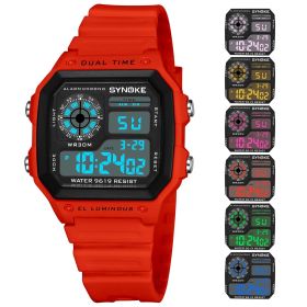 SYNOKE Military Sports Watch Digital Watch LED Men Clocks Relojes Deportivos Waterproof Luminous Alarm Clock Male 2019 (Color: Red, size: 1)