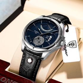 Swiss Brand POEDAGAR Men Watch Fashion Top Luxury Sport Men's Wristwatch Waterproof Luminous Leather Date Quartz Watches Man Box (Color: 802 SL BU L, size: 1)