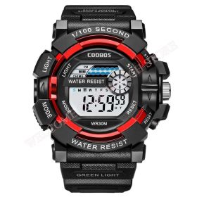 Cool Luminous Men Sport Watch High-end Silicone Strap Military Wrist Watch Led Calendar Waterproof Digital Watch reloj de hombre (Color: red--1006, size: 1)