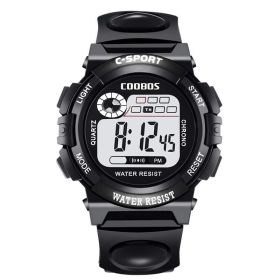 Cool Luminous Men Sport Watch High-end Silicone Strap Military Wrist Watch Led Calendar Waterproof Digital Watch reloj de hombre (Color: 0118 black large, size: 1)
