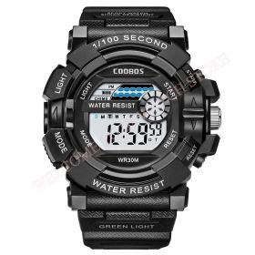 Cool Luminous Men Sport Watch High-end Silicone Strap Military Wrist Watch Led Calendar Waterproof Digital Watch reloj de hombre (Color: black--1006, size: 1)