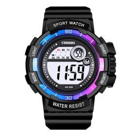 Cool Luminous Men Sport Watch High-end Silicone Strap Military Wrist Watch Led Calendar Waterproof Digital Watch reloj de hombre (Color: 0939 blue, size: 1)