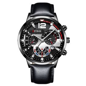 Fashion Mens Sports Watches Luxury Stainless Steel Quartz Wrist Watch Calendar Luminous Clock Men Business Casual —á–∞—Å—ã –º—É–∂—Å–∫–∏–µ (Color: Leather Black Silver, size: 1)
