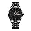 POEDAGAR Men Watch Stainless Steel Top Quailty Luxury Push Button Hidden Clasp Waterproof Luminous Date Week Sport Wrist Watches