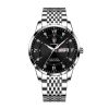 POEDAGAR Men Watch Stainless Steel Top Quailty Luxury Push Button Hidden Clasp Waterproof Luminous Date Week Sport Wrist Watches