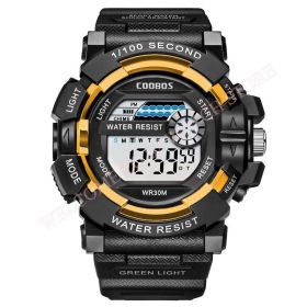 Cool Luminous Men Sport Watch High-end Silicone Strap Military Wrist Watch Led Calendar Waterproof Digital Watch reloj de hombre (Color: gold--1006, size: 1)
