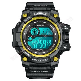 Cool Luminous Men Sport Watch High-end Silicone Strap Military Wrist Watch Led Calendar Waterproof Digital Watch reloj de hombre (Color: gold--1003, size: 1)