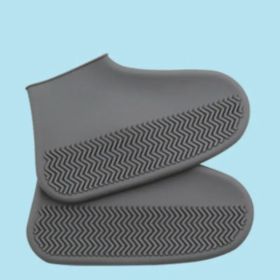 1 Pair Of Reusable Latex Waterproof Rain Shoe Covers Slip-resistant Rubber Rain Boot Covers S/M/L Shoe Accessories (Color: Gray, size: M)