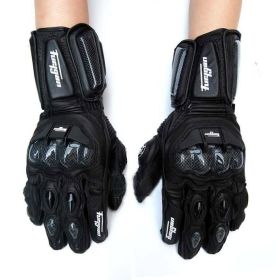 High quality Genuine Leather Men's Motorcycle Gloves AFS6 AFS10 AFS18 Motocross Protection Gloves Guantes Rekawice Motocyklowe (Color: AFS 10  Black, size: XL)