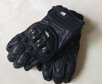 High quality Genuine Leather Men's Motorcycle Gloves AFS6 AFS10 AFS18 Motocross Protection Gloves Guantes Rekawice Motocyklowe (Color: AFS 6 Black, size: L)