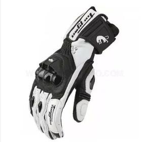 High quality Genuine Leather Men's Motorcycle Gloves AFS6 AFS10 AFS18 Motocross Protection Gloves Guantes Rekawice Motocyklowe (Color: AFS 18  Black white, size: XL)