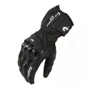 High quality Genuine Leather Men's Motorcycle Gloves AFS6 AFS10 AFS18 Motocross Protection Gloves Guantes Rekawice Motocyklowe (Color: AFS 18 Black, size: L)