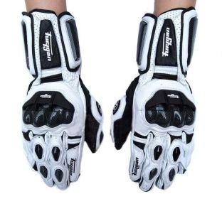 High quality Genuine Leather Men's Motorcycle Gloves AFS6 AFS10 AFS18 Motocross Protection Gloves Guantes Rekawice Motocyklowe (Color: AFS 10  White, size: XL)