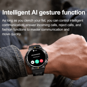 MAX18 Men Smartwatch AMOLED1.43inch Big Screen BT Calls Gesture Control AI Voice Sports Smart Watch Men (Color: Black)