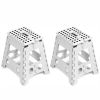 Set of 2 Folding Step Stool 15.7" with Non-Slip Surface and Portable Handle, Black/Purple/Blue/White