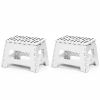 Set of 2 Folding Step Stool 8.7" with Non-Slip Surface and Portable Handle, Blue/White