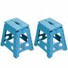 Set of 2 Folding Step Stool 15.7" with Non-Slip Surface and Portable Handle, Black/Purple/Blue/White