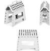 Set of 2 Folding Step Stool 8.7" with Non-Slip Surface and Portable Handle, Blue/White