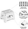 Set of 2 Folding Step Stool 8.7" with Non-Slip Surface and Portable Handle, Blue/White