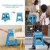 Set of 2 Folding Step Stool 15.7" with Non-Slip Surface and Portable Handle, Black/Purple/Blue/White