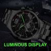 Fashion Mens Sports Watches Luxury Stainless Steel Quartz Wrist Watch Calendar Luminous Clock Men Business Casual Leather Watch