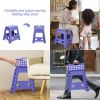 Set of 2 Folding Step Stool 15.7" with Non-Slip Surface and Portable Handle, Black/Purple/Blue/White