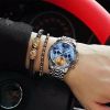 Automatic Movement Luminous Sports Waterproof Quartz Watch round Pointer Glass Calendar Business Watch Men