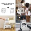 Set of 2 Folding Step Stool 15.7" with Non-Slip Surface and Portable Handle, Black/Purple/Blue/White