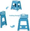 Set of 2 Folding Step Stool 15.7" with Non-Slip Surface and Portable Handle, Black/Purple/Blue/White