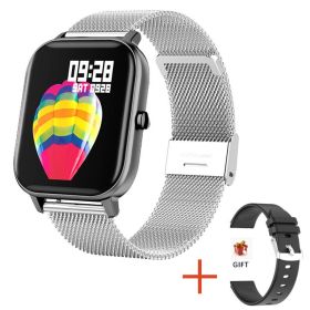 0128 New Men's Sports Watch Fashion Trend Multifunctional Unisex Smart Watch (Color: Mesh Belt Silver)
