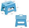 Set of 2 Folding Step Stool 8.7" with Non-Slip Surface and Portable Handle, Blue/White