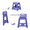 Set of 2 Folding Step Stool 15.7" with Non-Slip Surface and Portable Handle, Black/Purple/Blue/White