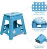 Set of 2 Folding Step Stool 15.7" with Non-Slip Surface and Portable Handle, Black/Purple/Blue/White